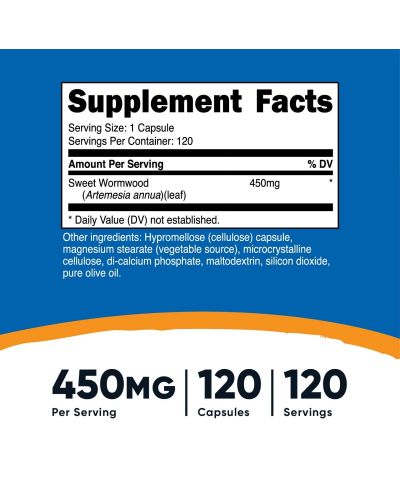 Wormwood, 450 mg, 120 капсули, Nutricost - 2