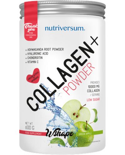 WShape Collagen+ Powder, зелена ябълка, 600 g, Nutriversum - 1
