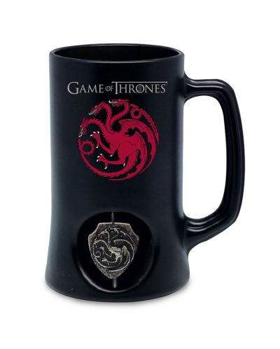 Халба Game of Thrones - 3D Rotating Logo Targaryen (Black) - 1