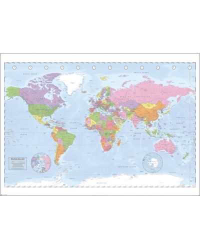 Плакат XL Pyramid Educational: World map - Political Map (Miller Projection)