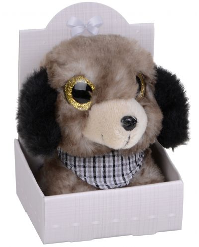 Плюшена играчка Morgenroth Plusch – Кафяво кученце с бляскави очи, 12 cm - 1