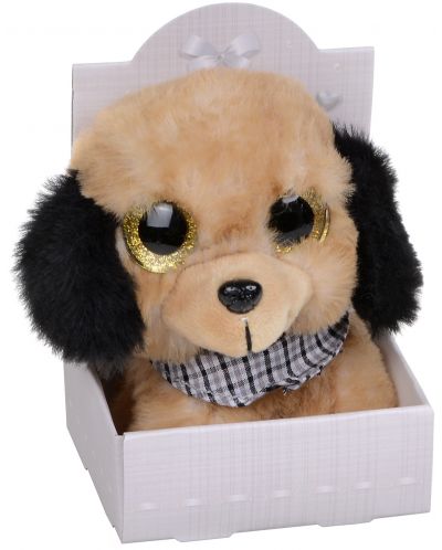 Плюшена играчка Morgenroth Plusch – Бежово кученце с бляскави очи, 12 cm - 1