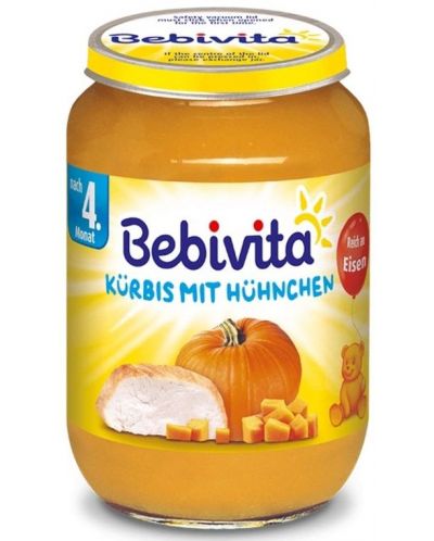 Ястие Bebivita - Тиква, пилешко и ябълка, 190 g - 1