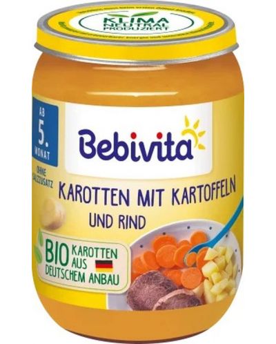 Ястие Bebivita - Картофи, моркови и телешко, 190 g - 1