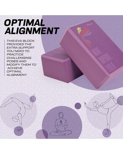 Йога блок RDX - D5, лилав/розов - 5