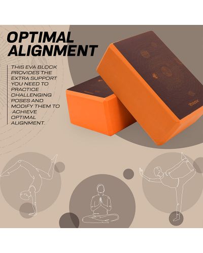 Йога блок RDX - D1, оранжев/кафяв - 5