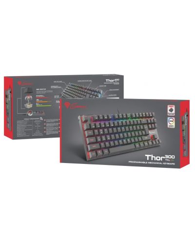 Механична клавиатура Genesis - Thor 300, TKL, Outemu Red, RBG, сива - 6