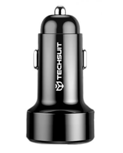 Зарядно за кола Techsuit - Premium CAPD028, USB-A/C, 38W, черно - 2