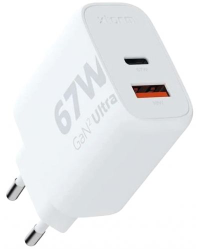 Зарядно устройство Xtorm - GaN2 Ultra, USB-A/C, 67W, бяло - 1