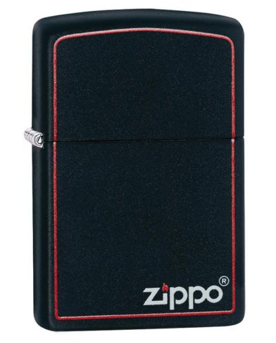 Запалка Zippo Black Matte, черна с червен кант - 1
