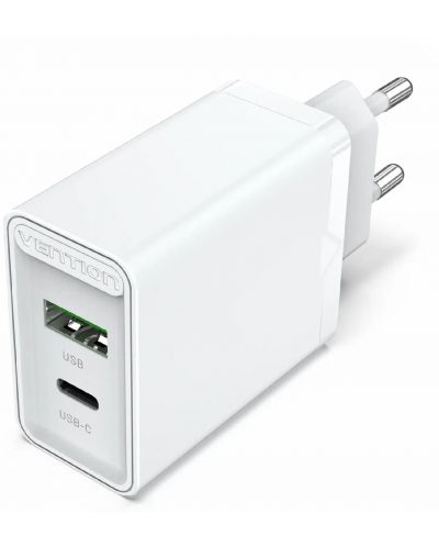 Зарядно устройство Vention - FBBW0, USB-A/C, 20W, бяло - 1