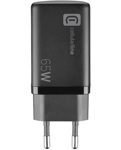 Зарядно устройство Cellularline - Multipower GaN, USB-A/C, 65W, черно - 3
