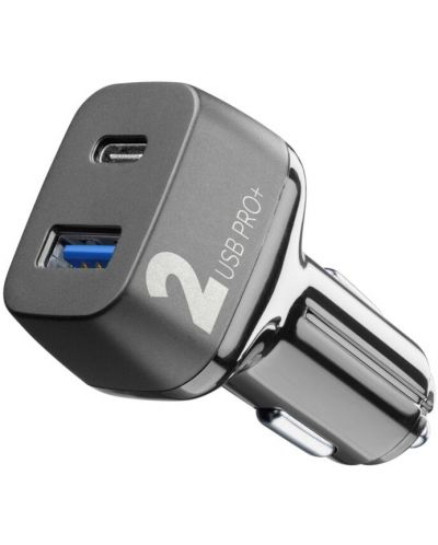 Зарядно за кола Cellularline - Multipower 2 Pro+, USB-A/C, 36W, черно