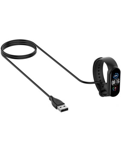 Заряден кабел Techsuit - SmartWatch,  Xiaomi Mi Band 5/6/7, USB, 1 m, черен - 2