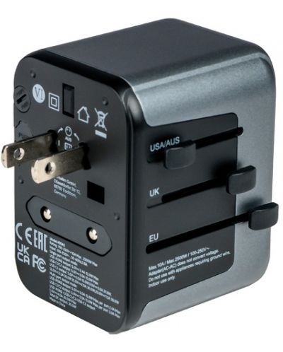 Зарядно устройство Verbatim - UTA-03 Universal Travel Adapter, сиво - 7