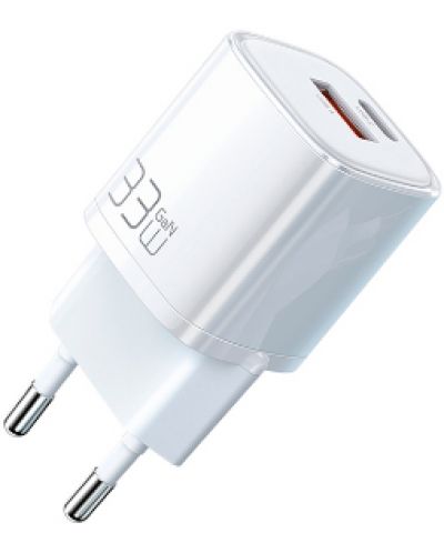 Зарядно устройство Xmart - Nano Series, USB-A/C, 33W, бяло - 2