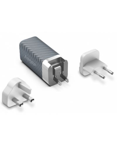 Зарядно устройство Energizer - A65MU, USB-A/C, EU/UK/US, 65W, сиво - 2