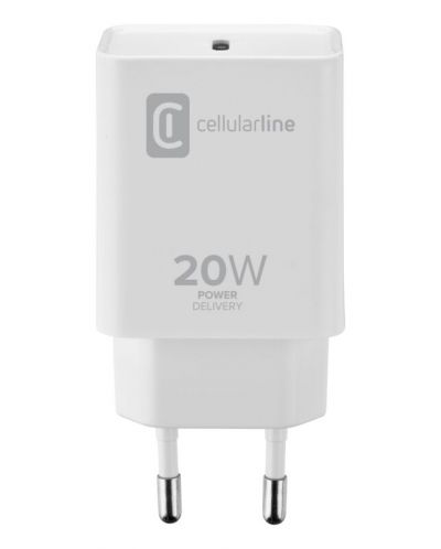 Зарядно устройство Cellularline - Power Delivery USB-C, 20W, бяло - 1