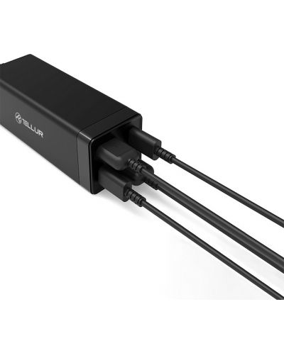 Зарядно устройство Tellur - TLL151351, USB-A/C, 65W, черно - 2