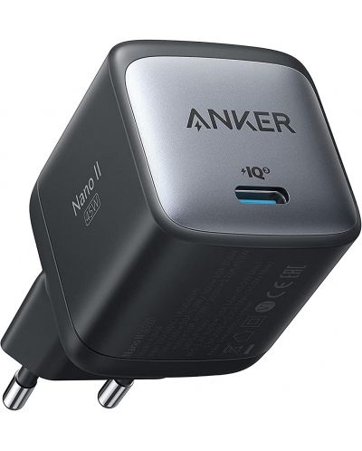 Зарядно устройство Anker - Nano II, USB-C, 45W, черно - 1