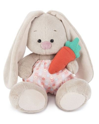 Плюшена играчка Budi Basa - Зайка Ми, бебе, с розови панталонки и морков, 15 cm - 1