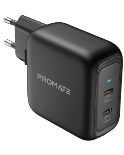 Зарядно устройство ProMate - GaNPort-90PD, USB-C, 90W, черно - 1