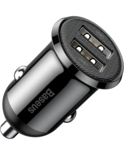Зарядно за кола Baseus - Grain Pro Car Charger, USB-A, 4.8A, черно - 1