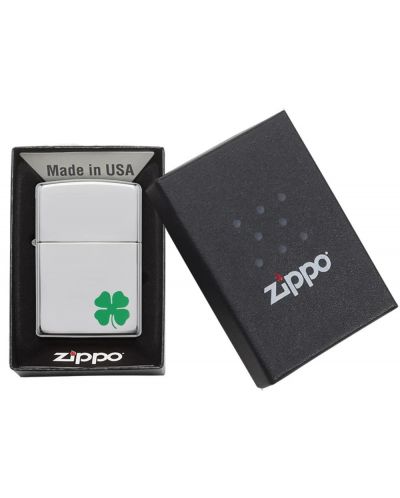 Запалка Zippo - Polish Chrome, четирилистна детелина - 5