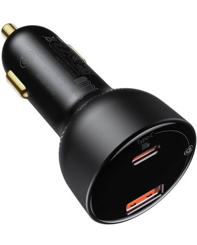 Зарядно за кола Baseus - Superme Digital, USB-A/C, 100W, черно - 3