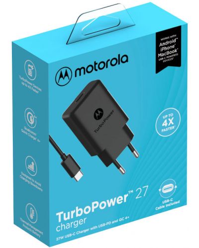 Зарядно устройство Motorola - TurboPower, USB-C, 27W, черно - 2