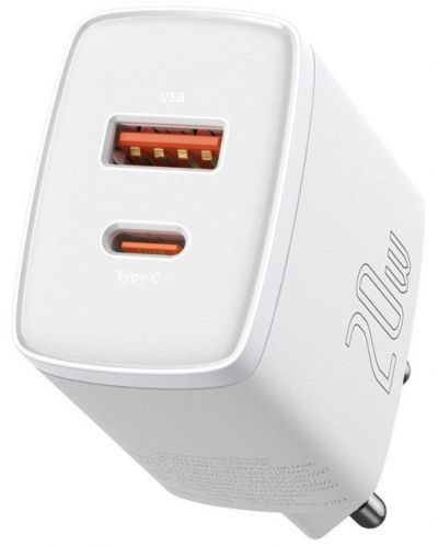 Зарядно устройство Baseus - Compact QC, USB-A/C, 20W, бяло - 3