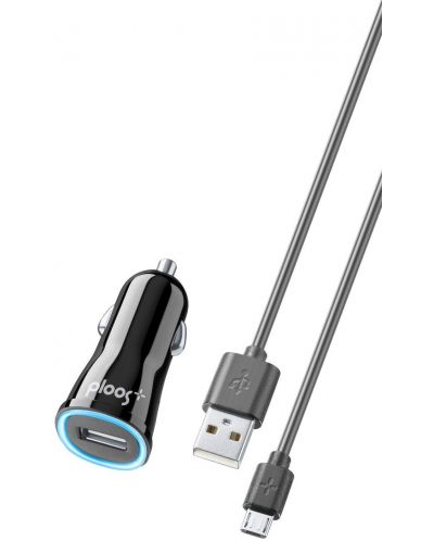 Зарядно за кола Ploos - 6540, 12V, USB-A, кабел Micro USB, 18W, черно - 1