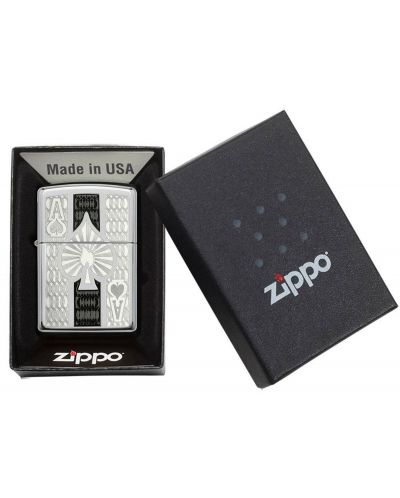 Запалка Zippo - Асо пика, гравирана, полиран хром - 3