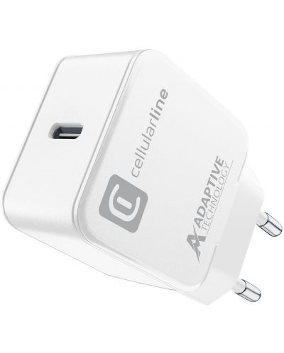 Зарядно устройство Cellularline - 8977, USB-C, 15W, бяло - 1