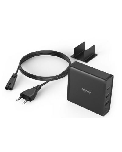 Зарядно устройство Hama - 200017, USB-A/C, 65W, черно - 3