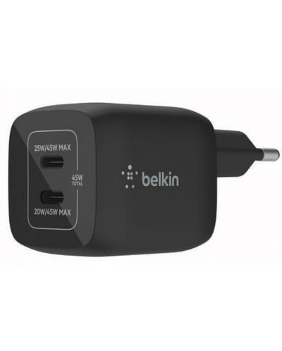 Зарядно устройство Belkin - BoostCharger, USB-C, 45W, черно - 1
