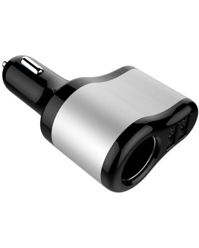 Зарядно за кола Diva - CH21C, USB-A, запалка, сребристо/черно - 1