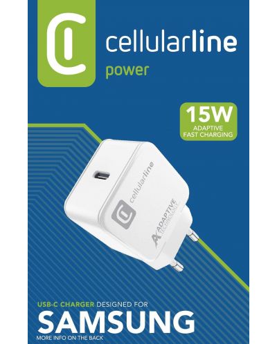 Зарядно устройство Cellularline - 8977, USB-C, 15W, бяло - 2