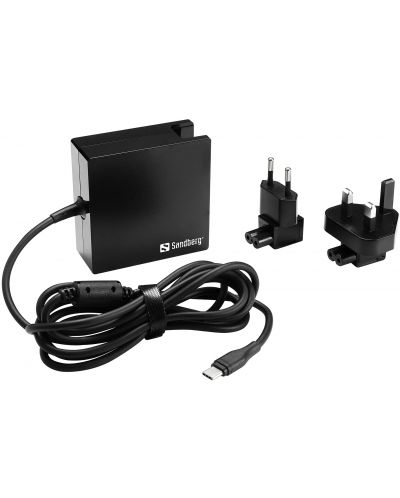 Зарядно устройство Sandberg - USB-C PD AC, EU/UK, 90W, черно - 2