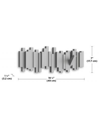 Закачалка за стена Umbra - Sticks, с 5 куки, сива - 8