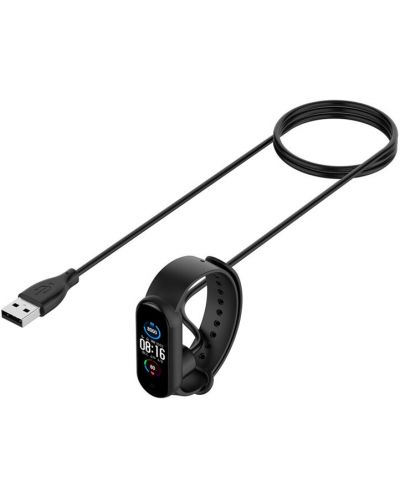 Заряден кабел Techsuit - SmartWatch,  Xiaomi Mi Band 5/6/7, USB, 1 m, черен - 1