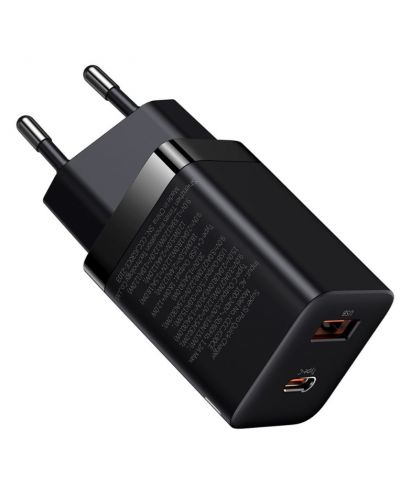 Зарядно устройство Baseus - Super Pro, USB-A/C, 30W, черно - 2