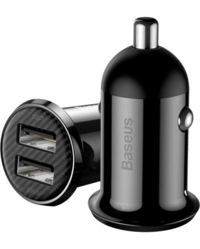Зарядно за кола Baseus - Grain Pro Car Charger, USB-A, 4.8A, черно - 2