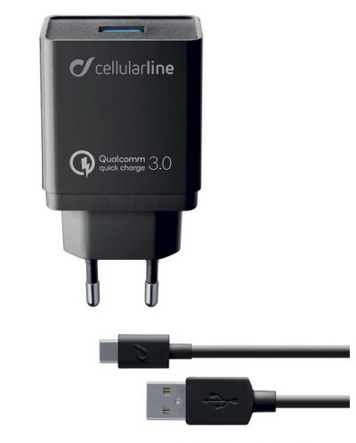 Зарядно устройство Cellularline - Quick Charge, USB-A, 18W, черно - 2
