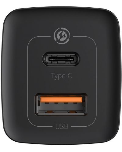 Зарядно устройство Baseus - GaN2 Lite QC, USB-A/C, 65W, черно - 4