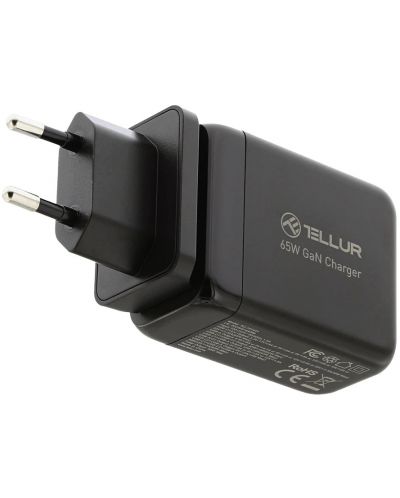 Зарядно устройство Tеllur - GaN, USB-A/C, EU/UK/US, 65W, черно - 4