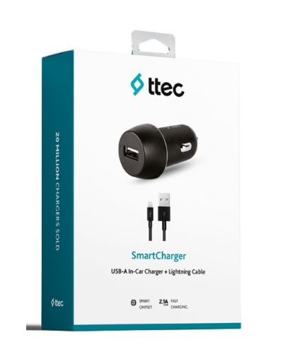 Зарядно за кола ttec - Car Charger, USB/Lightning, 10.5W, черно - 2