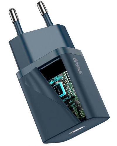 Зарядно устройство Baseus - CCSUP-B03 Super Si, USB-C, 20W, синьо - 4