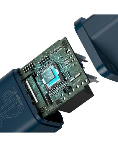 Зарядно устройство Baseus - CCSUP-B03 Super Si, USB-C, 20W, синьо - 6