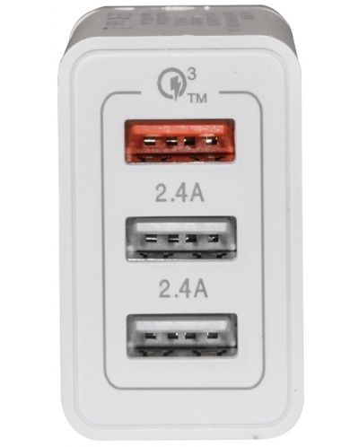 Зарядно устройство Makki - QC30W3 FC, USB-A, 30W, бяло - 7
